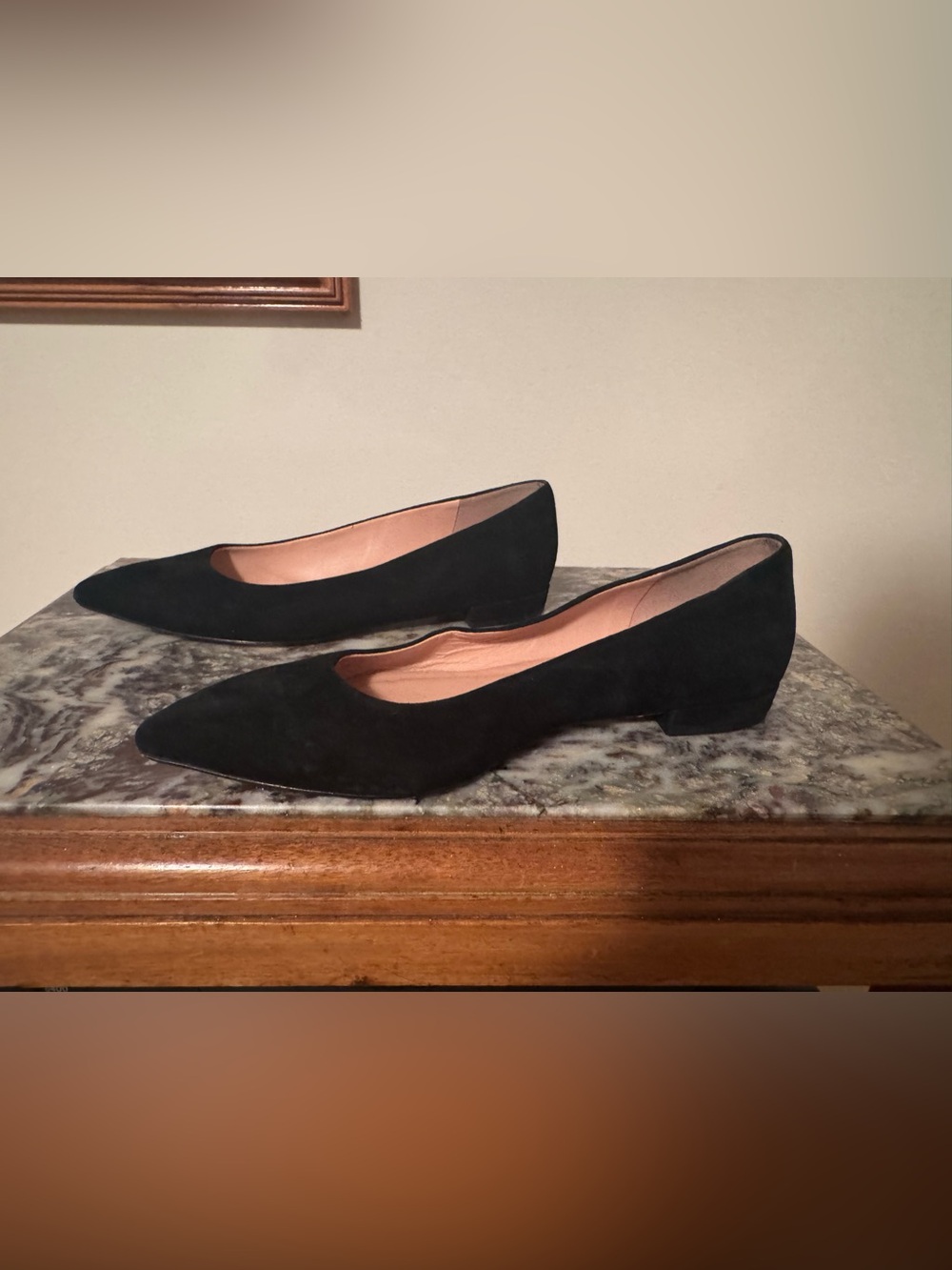 J. Crew Black Pointed-Toe Suede Flats